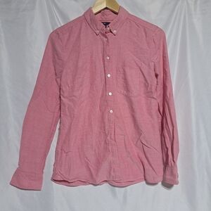 Gap Womens Small‎ Long Sleeve Collared Button Up Pink Feont Pocket